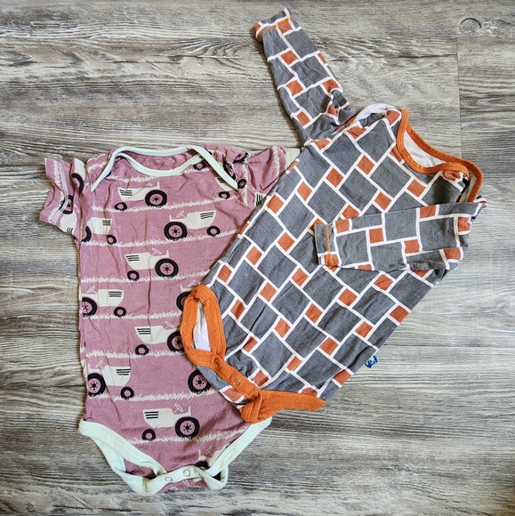 Kickee Pants Pink and Orange Bodysuit Duo - Picture 1 of 1